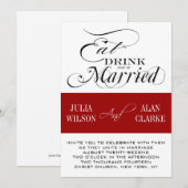 Red Black Eat, Drink, trouwdag uitnodigen Kaart (Voorkant / Achterkant)