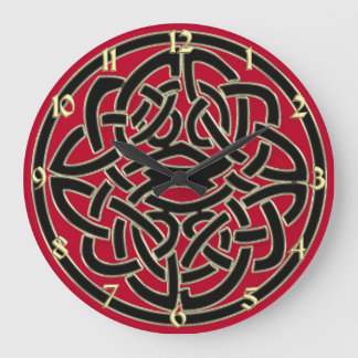 Red Black en Gold Metallic Celtic Knot Clock Grote Klok