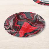 Red Black en Grey Abstract Art Pattern Ronde Kartonnen Onderzetter (Gebogen)