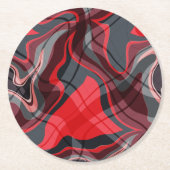 Red Black en Grey Abstract Art Pattern Ronde Kartonnen Onderzetter (Voorkant)