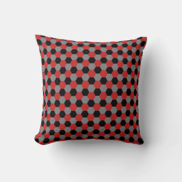 Red Black en Grey Hexagons Pillow Kussen