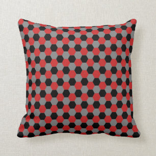Red Black en Grey Hexagons Pillow Kussen