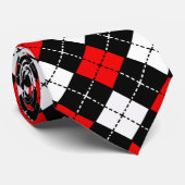 Red Black en White Argyle Pattern Stropdas (Opgerold)