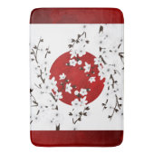 Red Black en White Cherry Blossom Sun Badmat (Voorkant Verticaal)