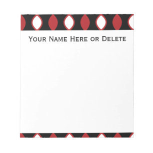Red Black en White Retro 70's patroon Notitieblok