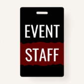 Red Black en White Simple Event Staff Badges (Voorkant)