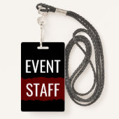 Red Black en White Simple Event Staff Badges (Achterkant met draagriem)