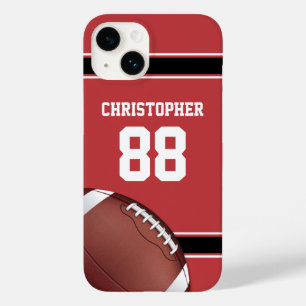 Red Black en White Stripes Football Jersey Case-Mate iPhone 14 Hoesje