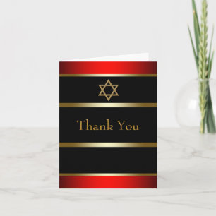 Red Black et Gold Bar Mitzvah Merci Cartes