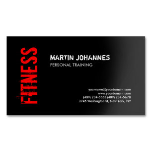 Red Black Fitness Personal Trainer Visitekaartje Magnetisch Visitekaartje