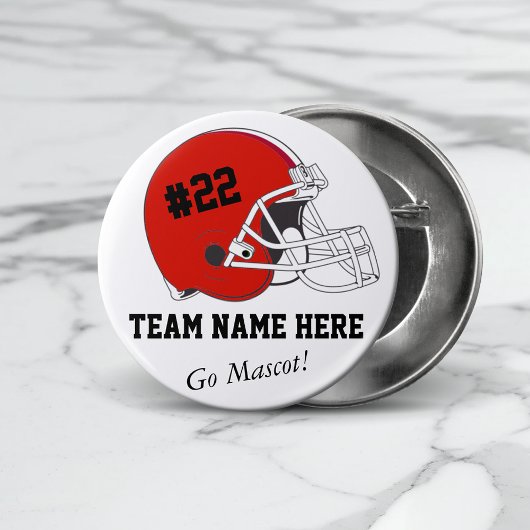 Red Black Football Helmet・Aangepast Ronde Button 7,6 Cm