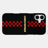 Red Black Gecontroleerd met rackbesturing met Gold iPhone Hoesje (Achterkant horizontaal)