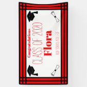 Red Black Geometric Graduation Party Spandoek (Verticaal)