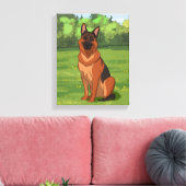 Red & Black German Shepherd GSD Canvas Afdruk (Insitu (Woonkamer))