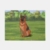 Red & Black German Shepherd GSD Deurmat (Voorkant)