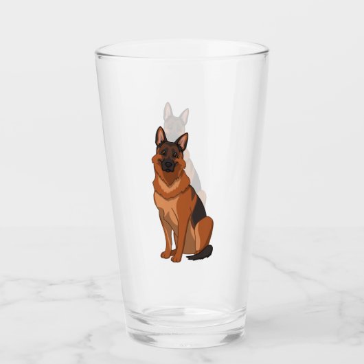 Red & Black German Shepherd GSD Glas (Voorkant)