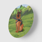 Red & Black German Shepherd GSD Ronde Klok (Hoek)