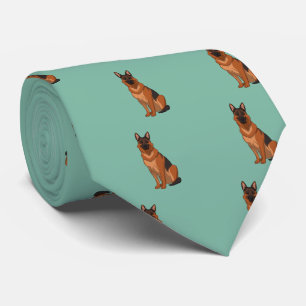 Red & Black German Shepherd GSD Stropdas