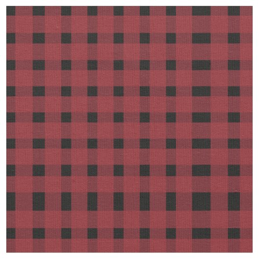 Red Black Gingham Pattern Stof (Close Up)