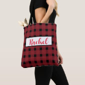 Red Black Gingham Persoonlijke Canvas tas (Dichtbij)