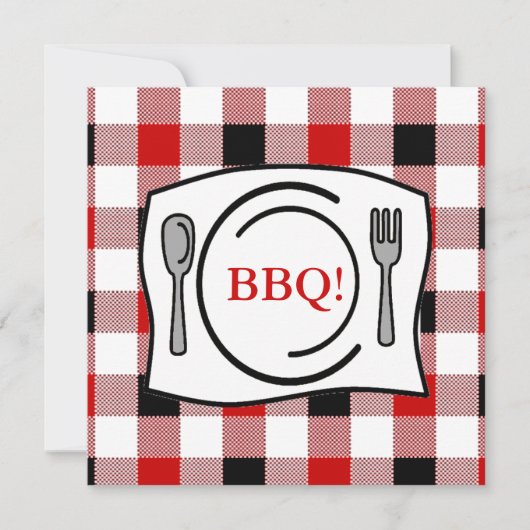 Red Black Gingham Tablecloth BBQ Kaart (Voorkant)