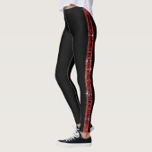 Red Black Glitter Stripe persoonlijk Leggings (Links)