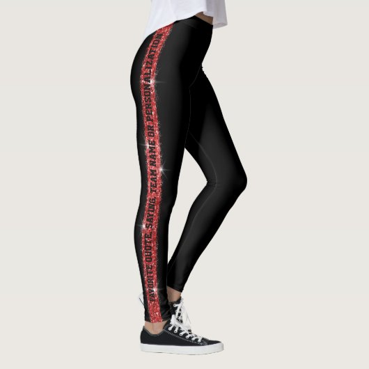 Red Black Glitter Stripe persoonlijk Leggings (Rechts)