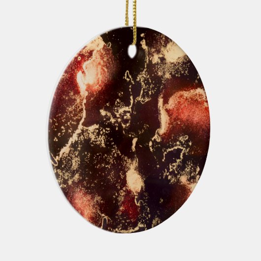 Red Black Gold Alcohol Ink Abstract Keramisch Ornament (Rechts)