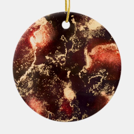 Red Black Gold Alcohol Ink Abstract Keramisch Ornament (Voorkant)