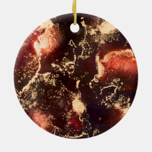 Red Black Gold Alcohol Ink Abstract Keramisch Ornament (Achterkant)
