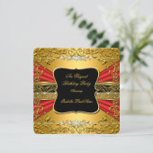 Red Black Gold Birthday Kaart (Staand voorkant)