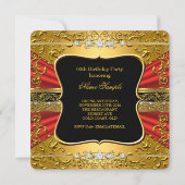 Red Black Gold Birthday Kaart (Achterkant)