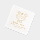 Red Black Gold Dragon Monogram Fantasy Wedding Folie Servetten (Links)