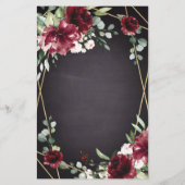 Red Black Gold Floral Elegant Wedding Menu Kaarten (Achterkant)