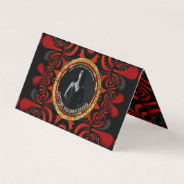 Red Black + Gold Funky Gothic Creative Visitekaartjes
