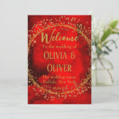 Red Black Gold Geometric Glitter Wedding Shower Kaart (Staand voorkant)