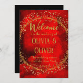 Red Black Gold Geometric Glitter Wedding Shower Kaart (Voorkant / Achterkant)