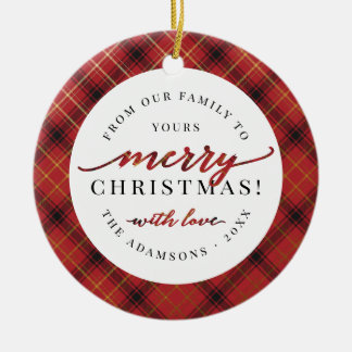 Red Black & Gold Kerstmis Pset | Vrolijk kerstfees Keramisch Ornament