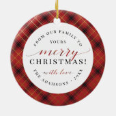 Red Black & Gold Kerstmis Pset | Vrolijk kerstfees Keramisch Ornament (Achterkant)