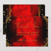 Red Black Gold Mariage géométrique Merci Cartes (Devant / Derrière)