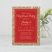 Red Black Gold Sparkly Glitter Bling Kerstmis Kaart (Staand voorkant)