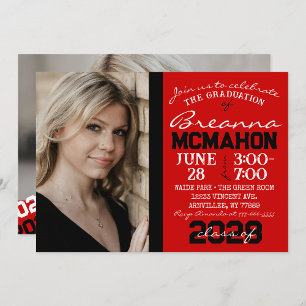 Red & Black Graduation 2 Invitation photo