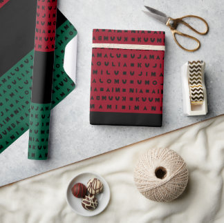 RED BLACK GREEN 7 DAGEN KWANZAA CADEAUPAPIER