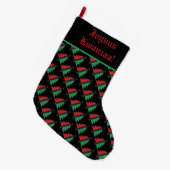 Red Black Green Kerstmis Pattern Kwanzaa Lar Grote Kerstsok (Voorkant (Hangend))