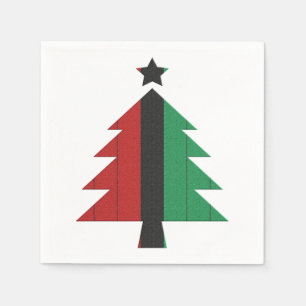 Red Black Green Kinara kerstboom Kwanzaa Servet