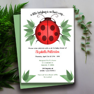 Red Black Green Ladybug Waterverf Baby shower Kaart