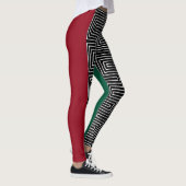 Red Black Green Maze African Mud Cloth Leggings (Rechts)