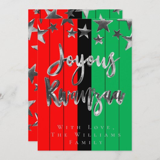 Red Black Green Pattern Script Joyous Kwanzaa Kaar Kaart (Voorkant / Achterkant)
