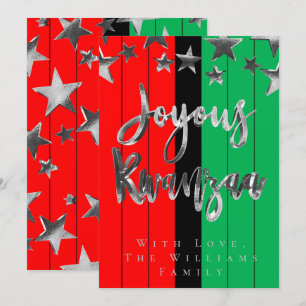 Red Black Green Pattern Script Joyous Kwanzaa Kaar Kaart