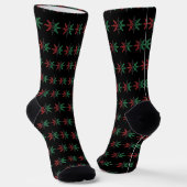 Red Black Green Snowflake Pattern Kwanzaa Sokken (Gebogen)
